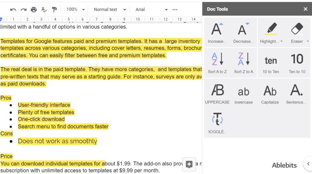 Doc Tools Google Docs Add-on