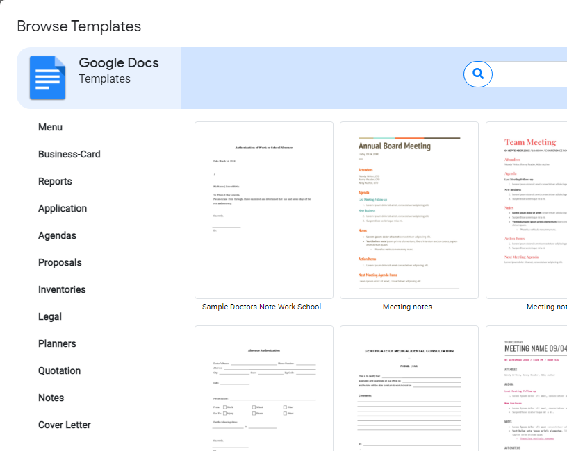 Templates for Google Add-on screenshot