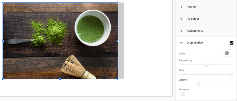 Adding drop shadow on Google Slides