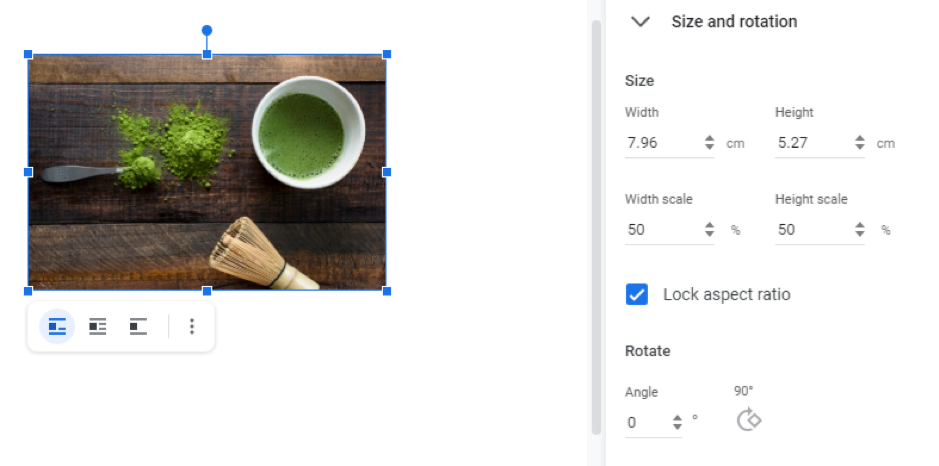 Resizing image on Docs