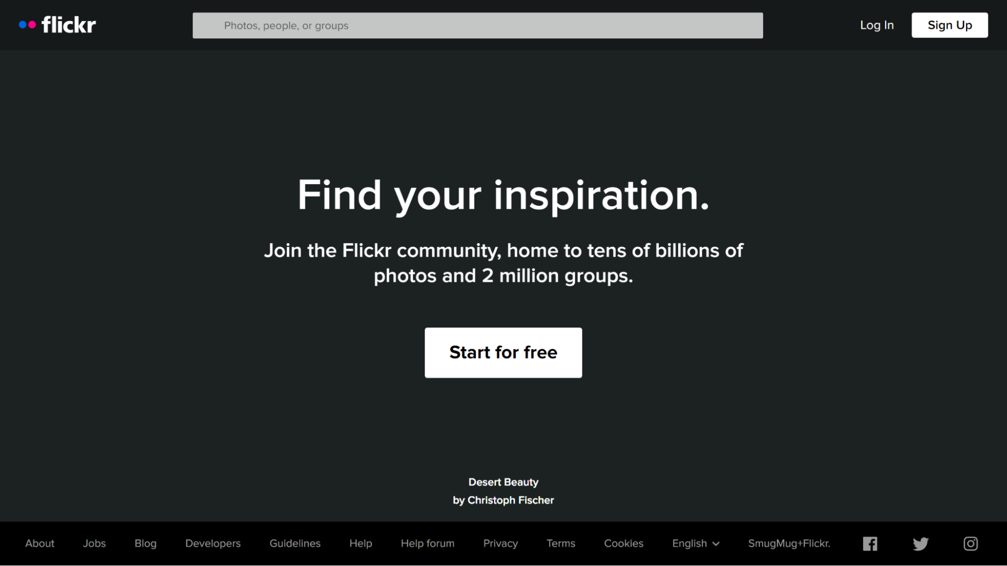 Flickr - free stock website with the most free images -homepage screenshot