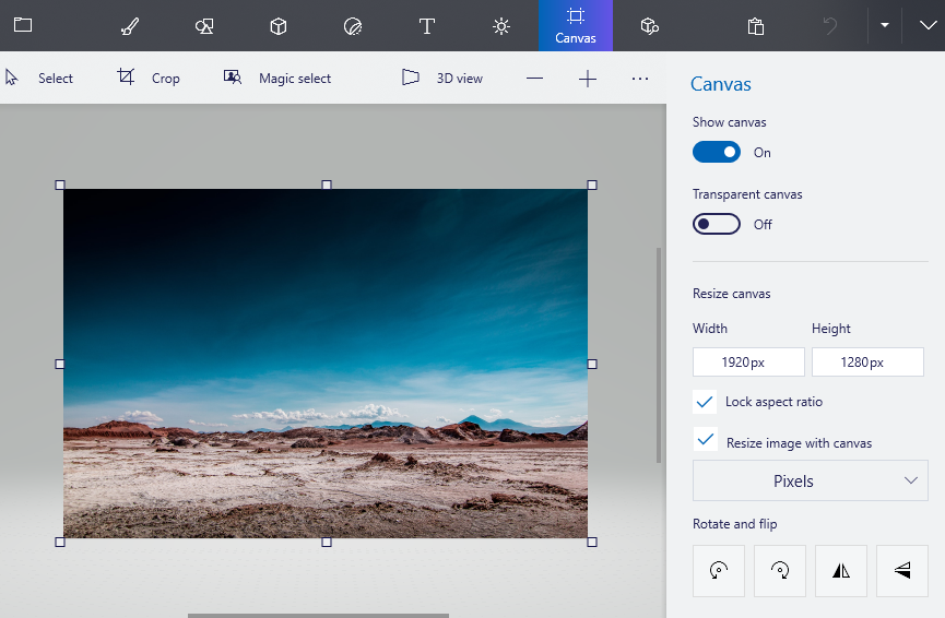 Using Paint 3d to resize images