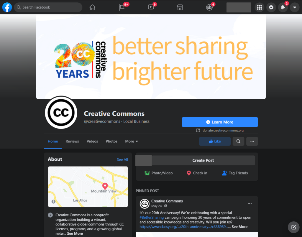 Cover image on Creative Commons Facebook Page