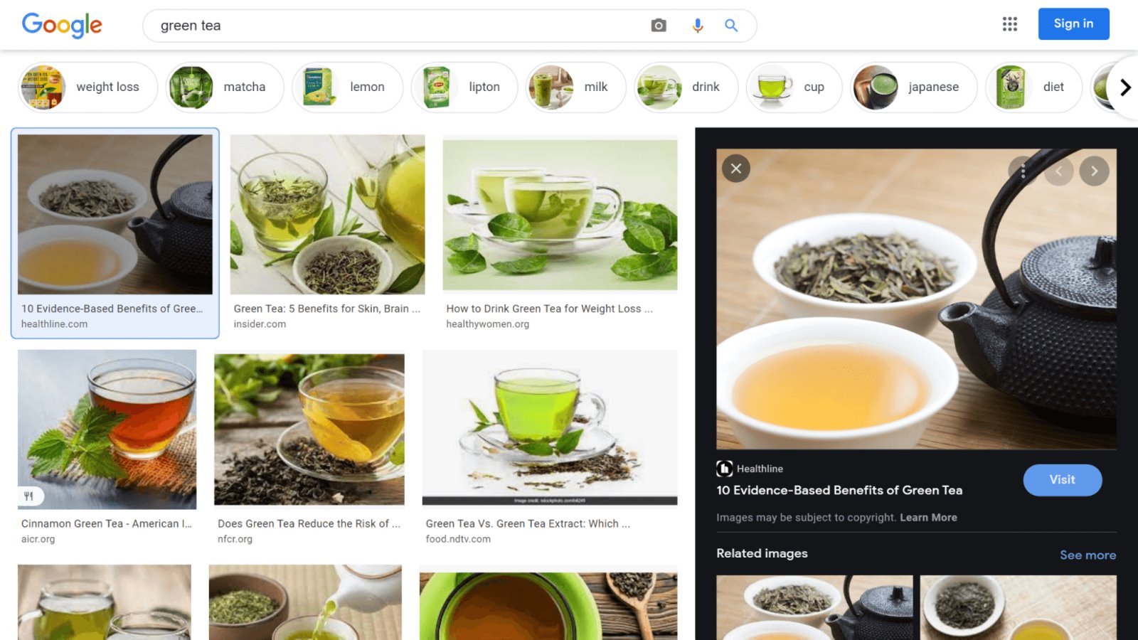 Example of Google Image Preview