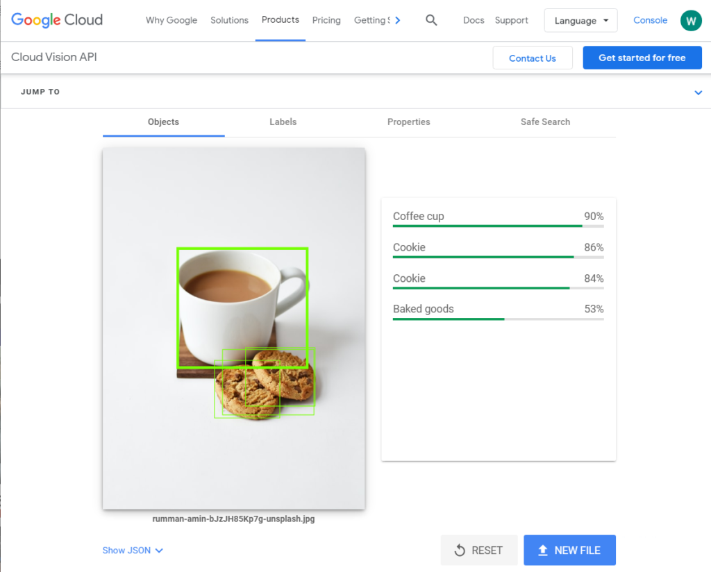 The Google Cloud API - identifying cup of tea and biscuits