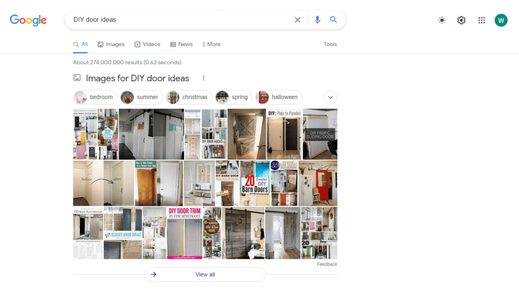 Traditional image search results for DIY door ideas