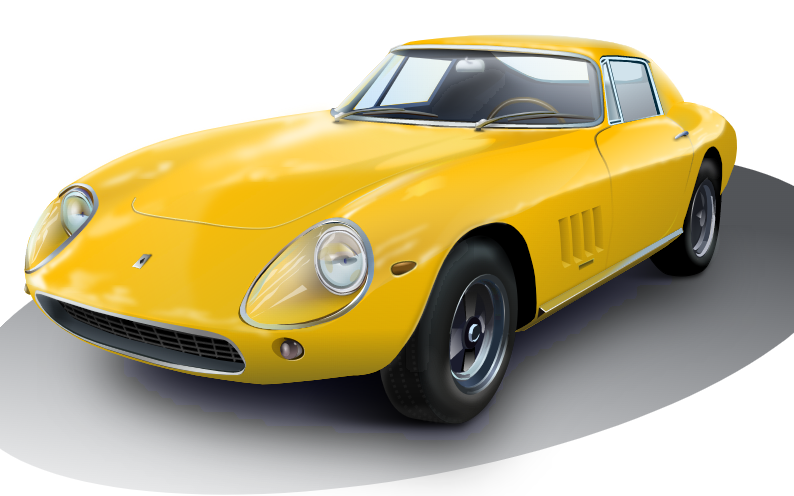 picture of an old yellow sports car