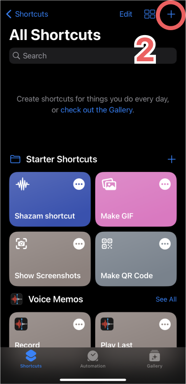 Creating a new action on iPhone's shortcuts app (2)