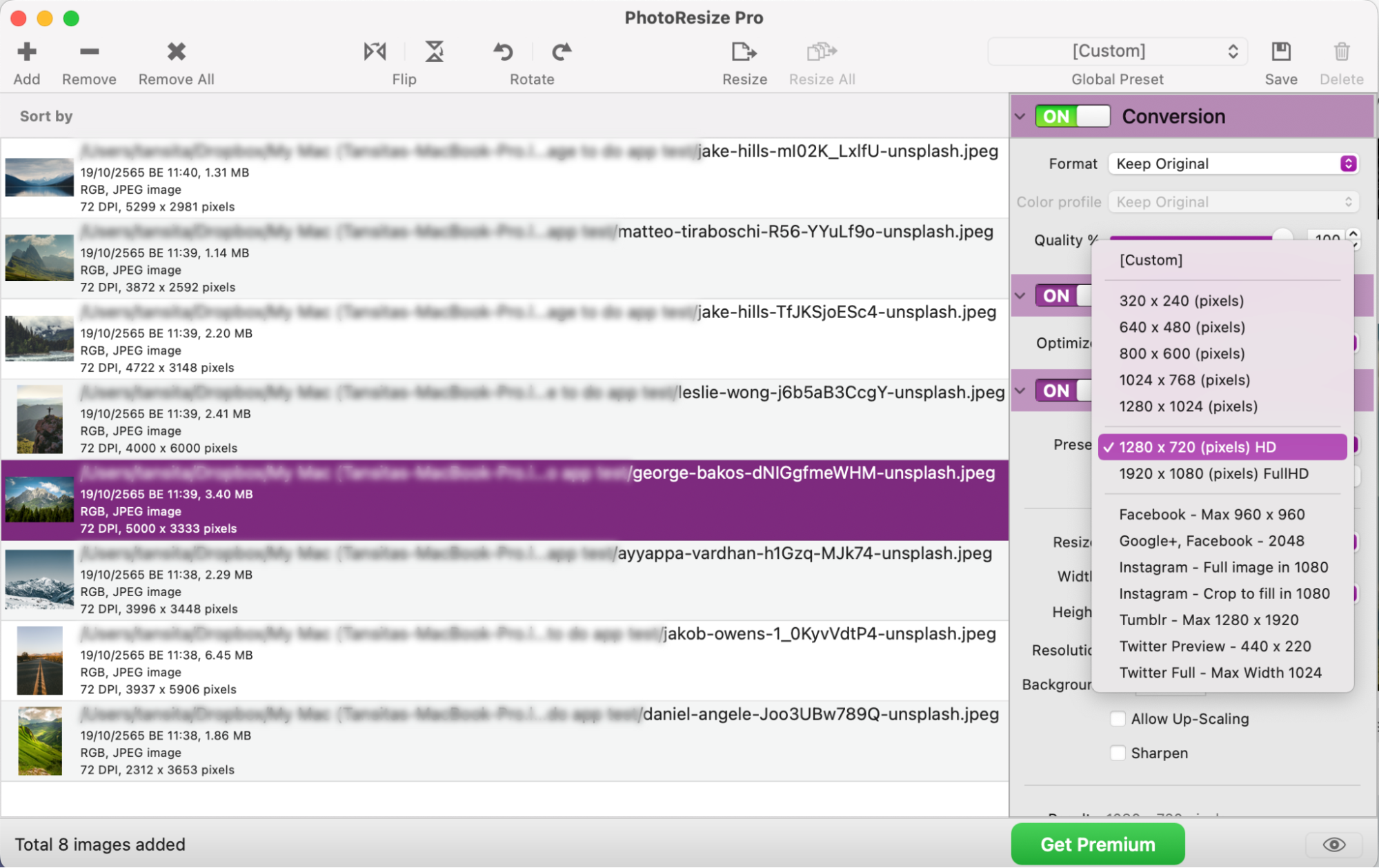 Example of PhotoResize Pro