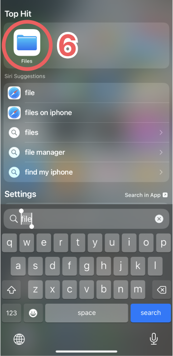 Finding the Files app on iPhone