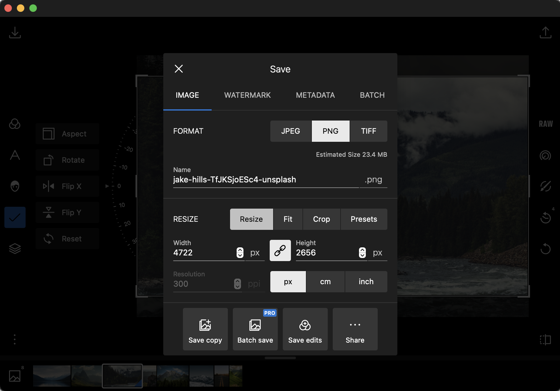 Polarr Pro Photo Editor Resize