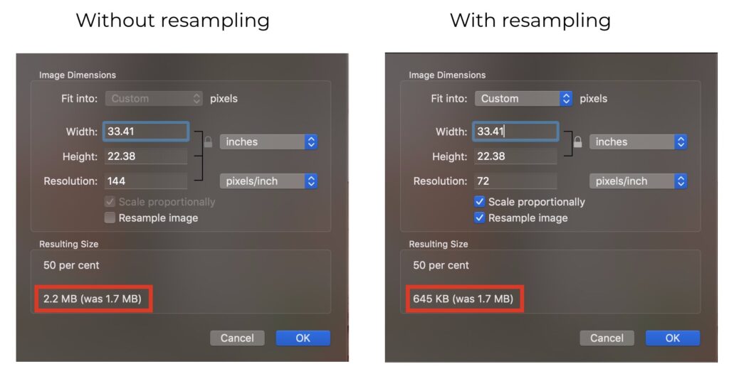 Resample image option do in Preview Mac
