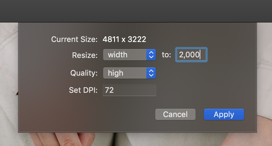 changing the size of an image using ColorSync