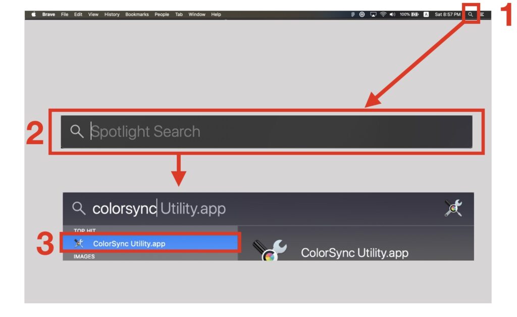 how to find ColorSync Utility app on Mac