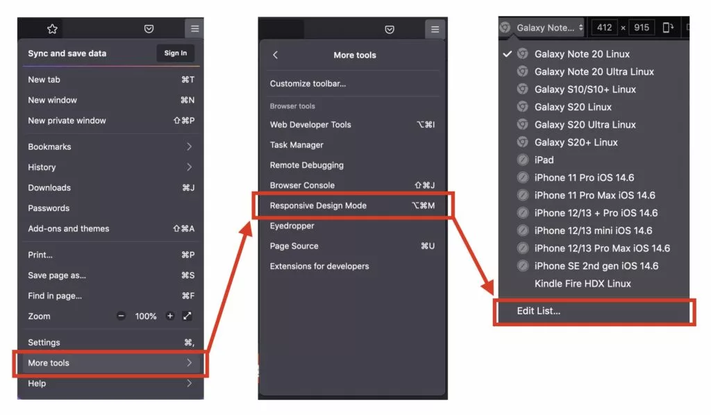 using emulated devices on Mozilla Firefox