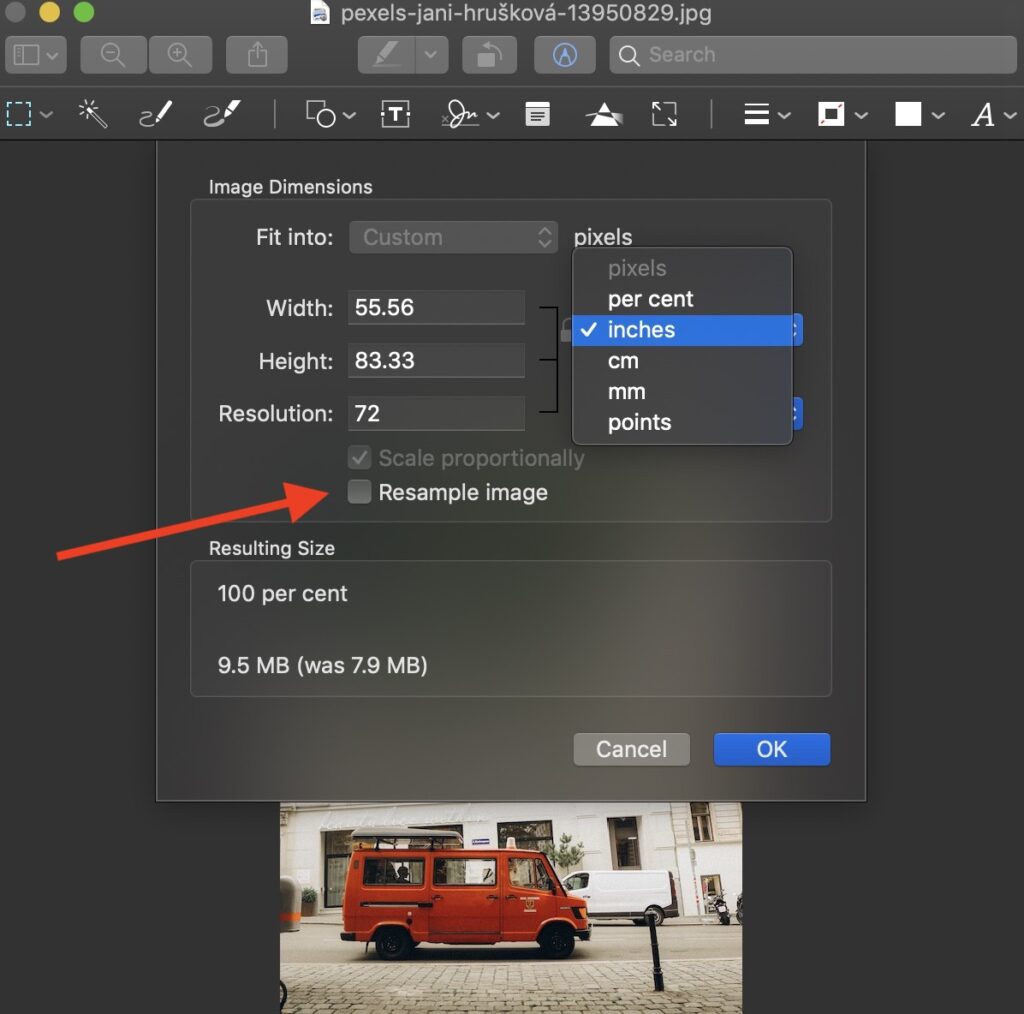 what is image resampling in preview