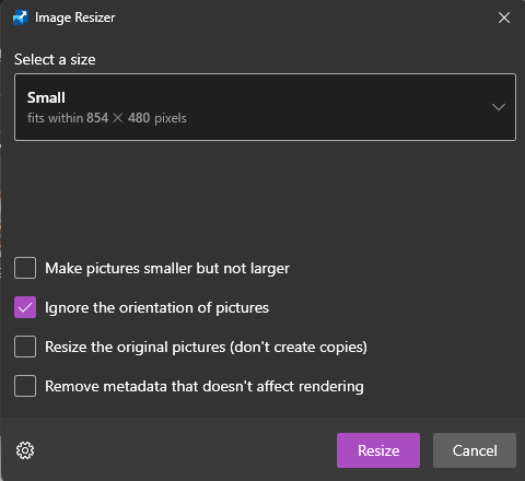 13. Using image resizer to edit images