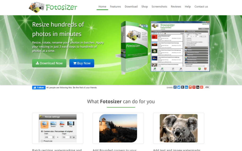 24. Fotosizer homepage