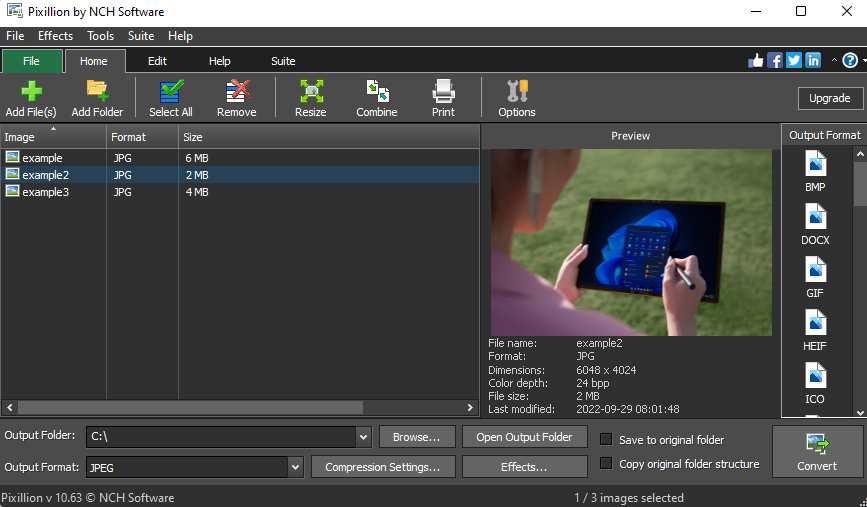 30. Resize image settings on Pixillion NCH Software