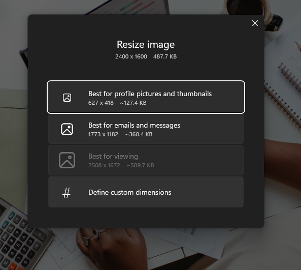 5. Resize Options Photos App